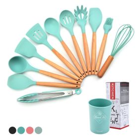 11PCS Silicone Kitchen Cooking Utensil Set with Storage Box for Countertop Wooden Cook Gadgets Kitchen Utensils Kitchen Sets