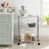 3 Tier Metal Utility Cart Chrome  Rolling Kitchen Storage, Adjustable Shelves