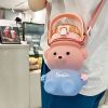 1pc Bear Cute Water Cup; Summer Plastic Cup; Portable Straw Cup; Large-capacity Water Bottle With Strap